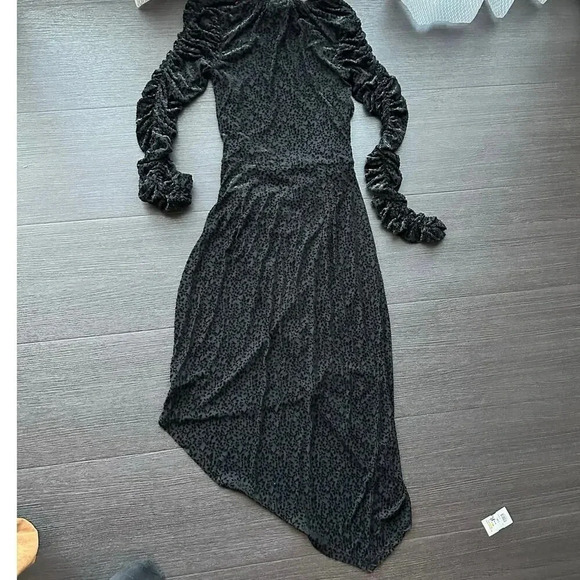 C/MEO Collective Black Floral Bodycon asymmetrical Dress Size Small - Picture 6 of 7